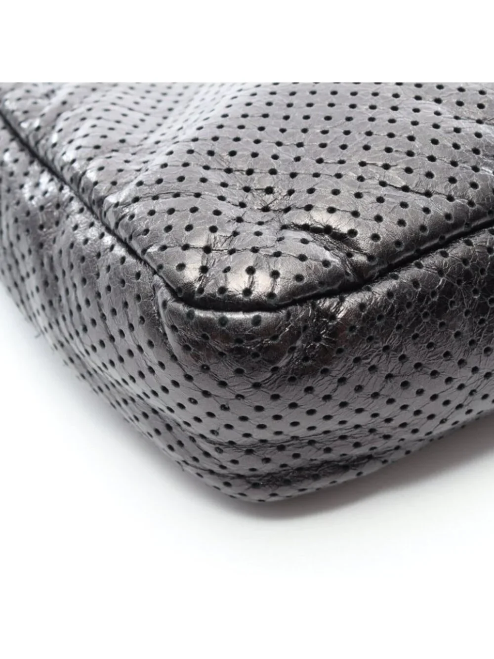 Chanel Shoulder Bag 2.55 Perforated Combination Black Leather Chain